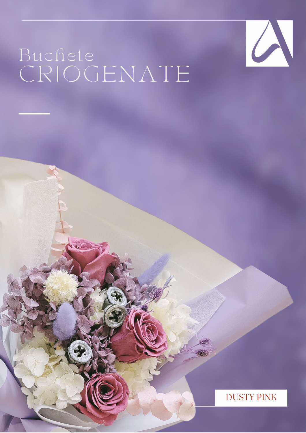 Buchet cu flori criogenate - Dusty Pink