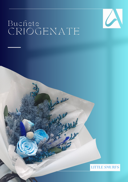 Buchet cu flori criogenate - Little Smurfs