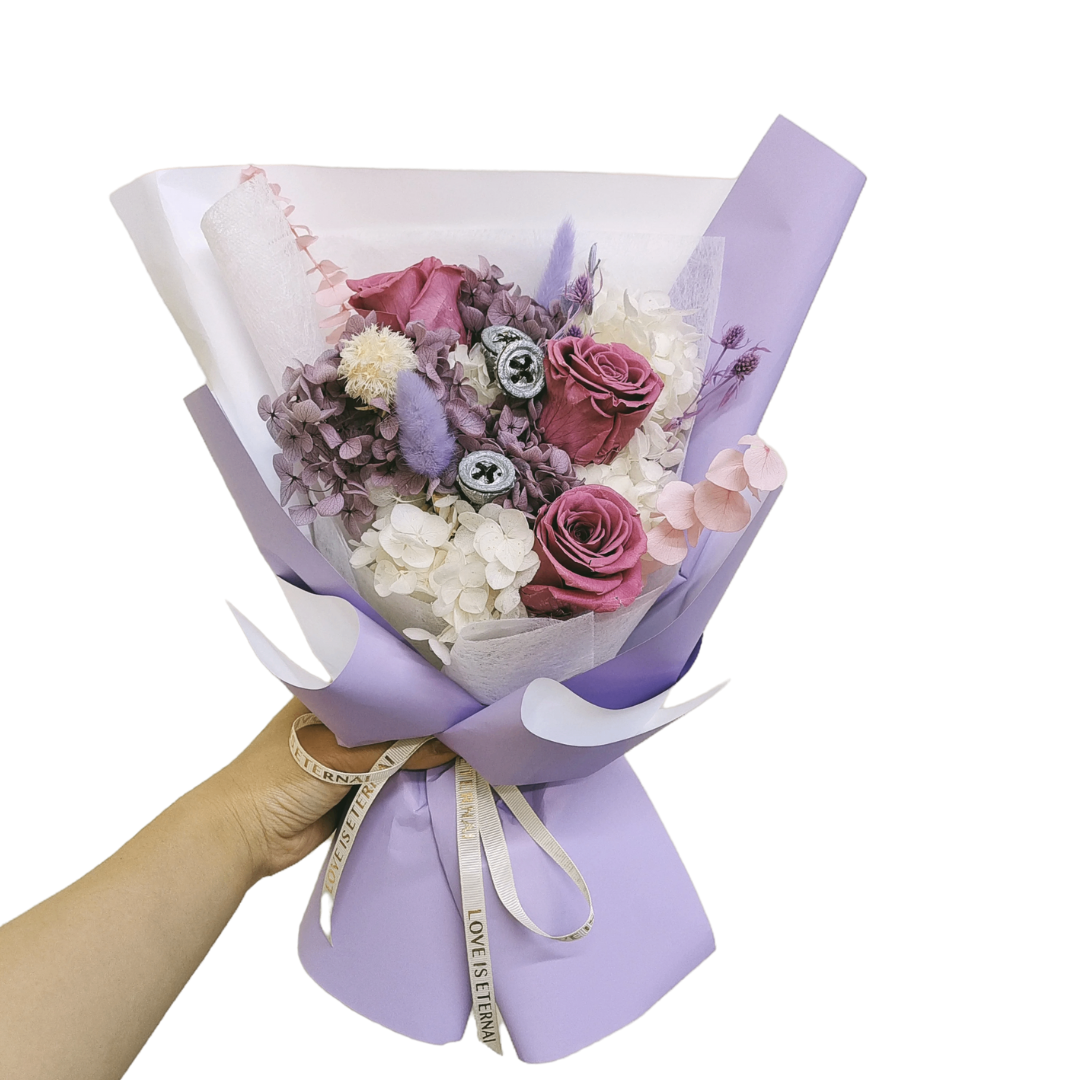 Buchet cu flori criogenate - Dusty Pink