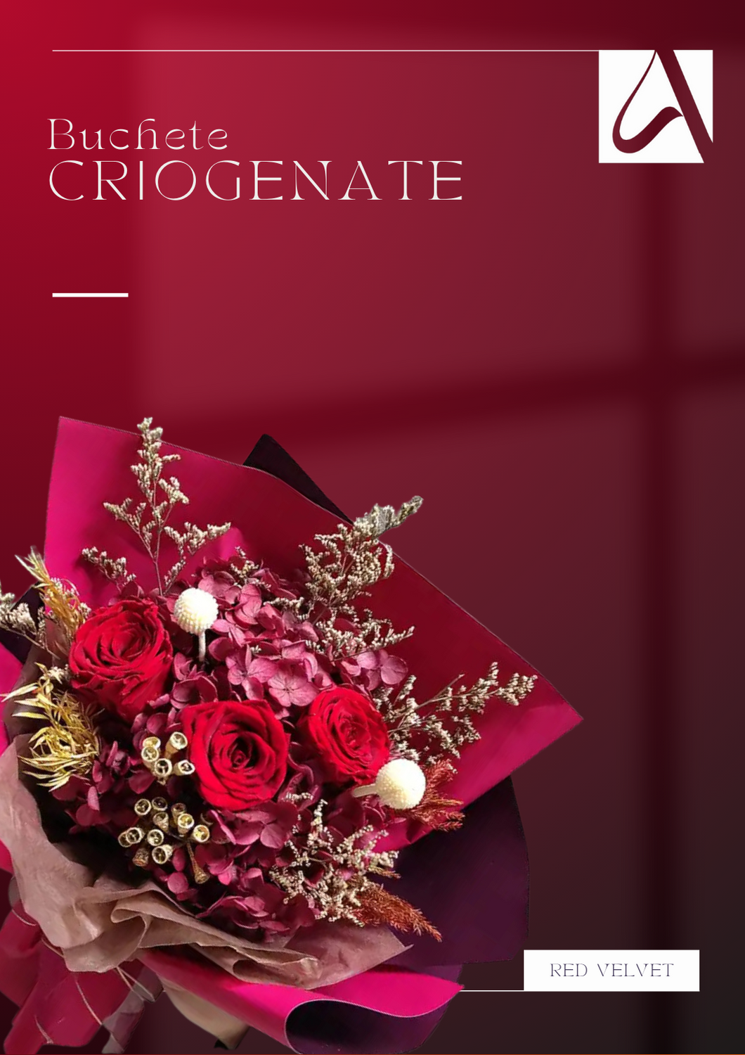 Buchet cu flori criogenate - Red Velvet